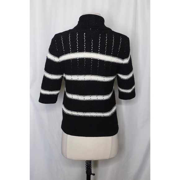WHBM Striped Shawl Cardigan Sweater Metallic White House Black Market Small - Picture 6 of 10